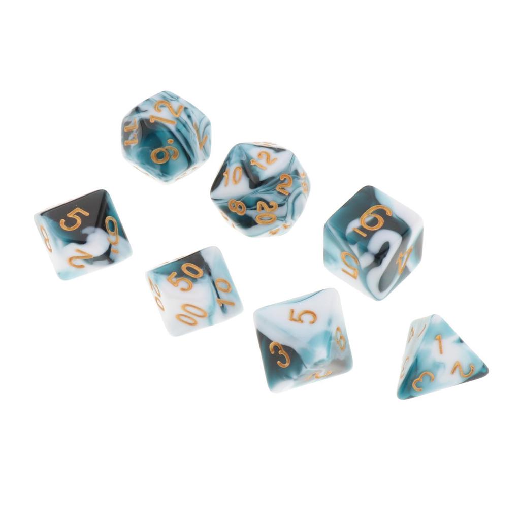 Набор из 7 шт. Акриловые многогранные кубики Double-Colors D8 D10 D10% D12 D20 для настольных игр, семейных игр, RPG