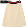 448613 ZHM88 Beige Wool X Silk Grosgrain Web A-line Medium Skirt Skirt 38 creamUsed