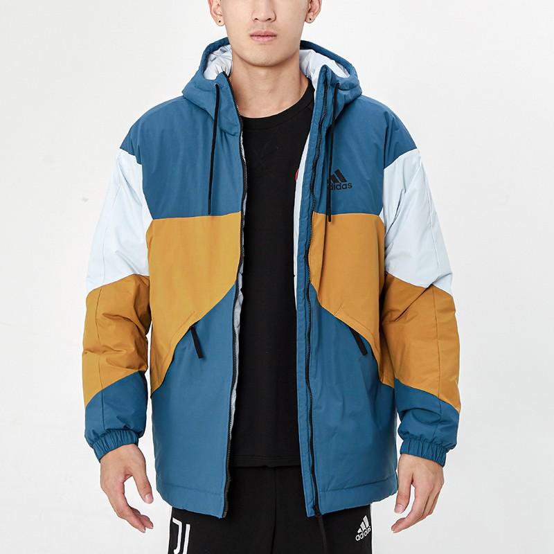 adidas Теплая хлопковая куртка с цветными блоками, мужская верхняя одежда, цвет милитари-синий GT7396