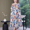 Женское платье средней длины, летнее платье для мам, хлопково-шелковое платье до колена, платье для женщин среднего возраста, пляжное платье с коротким рукавом большого размера для женщин