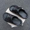 One-word Drag Men's Summer Wear Trend Casual Leather Slippers Thick-soled Non-slip Men's Beach Sandals