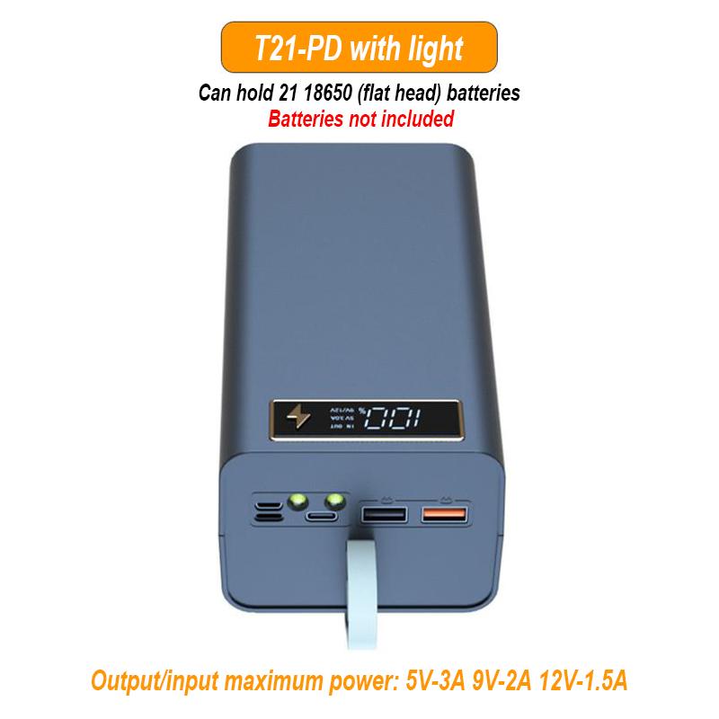 T21 21x18650 фонарик, зарядное устройство, держатель для аккумулятора, чехол «сделай сам», двойной USB 18650, чехол для аккумулятора, организация хранения