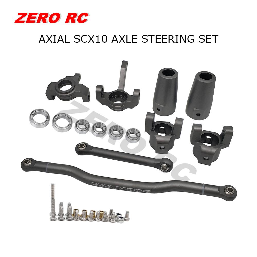 RC 1/10 CAR Axial SCX10 Upgraded accessories METAL Front Knuckle + Steering Link Rod + C Hub Carrier + Rear Axle Lock Out