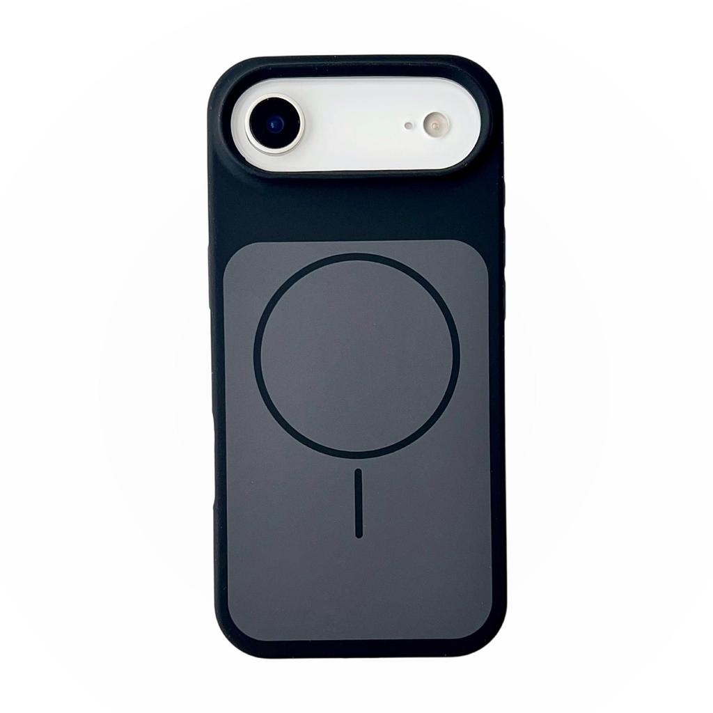 Двухцветный магнитный чехол из жидкого силикона для iPhone 17 Pro Max, ударопрочный, с полным покрытием и контрастными цветами.