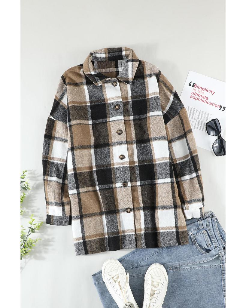 Azura Exchange Куртка-рубашка с клетчатым принтом на пуговицах