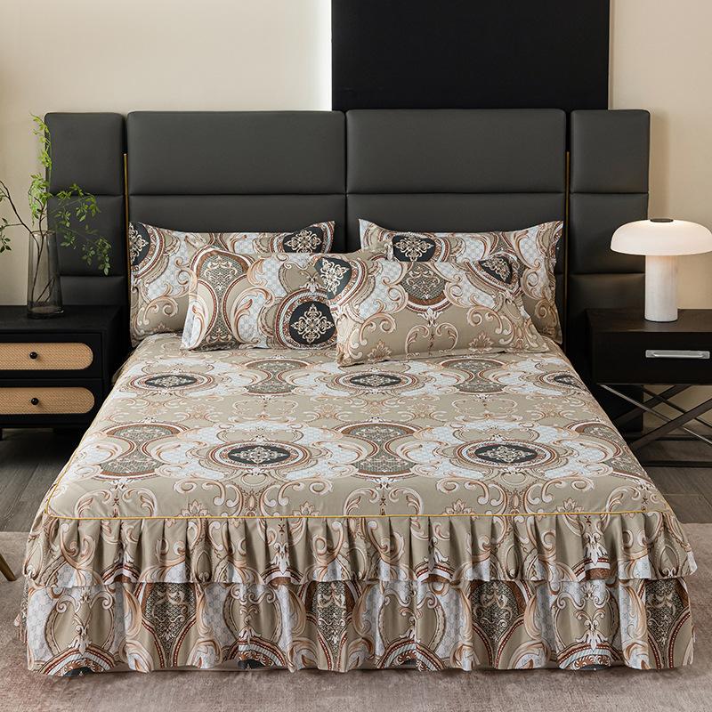 Bedroom Household Single-piece Sanding Bed Skirt Solid Color Skin-friendly Bedspread Bed Cover Bedroom Student Dormitory Sheets