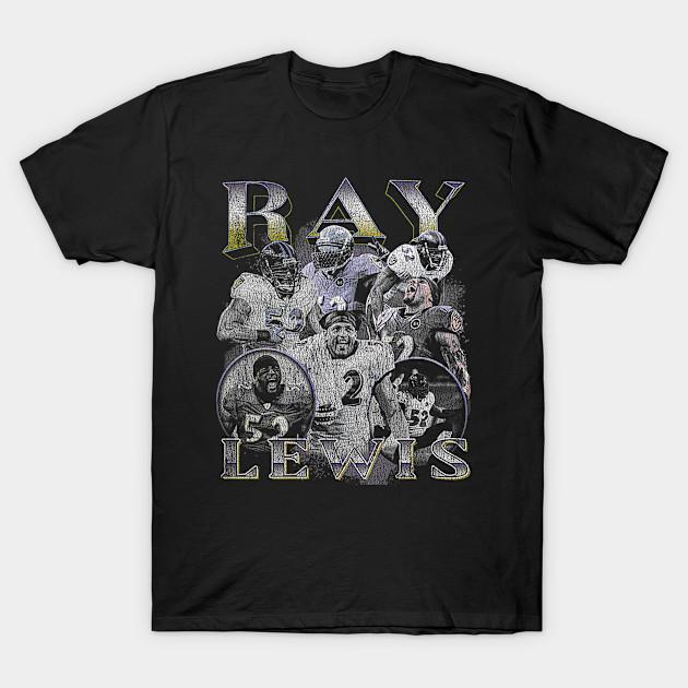 Asian Size Men Black Print T-shirt Ray Lewis Vintage No-Cut Heat Transfer Print Cotton Tshirt