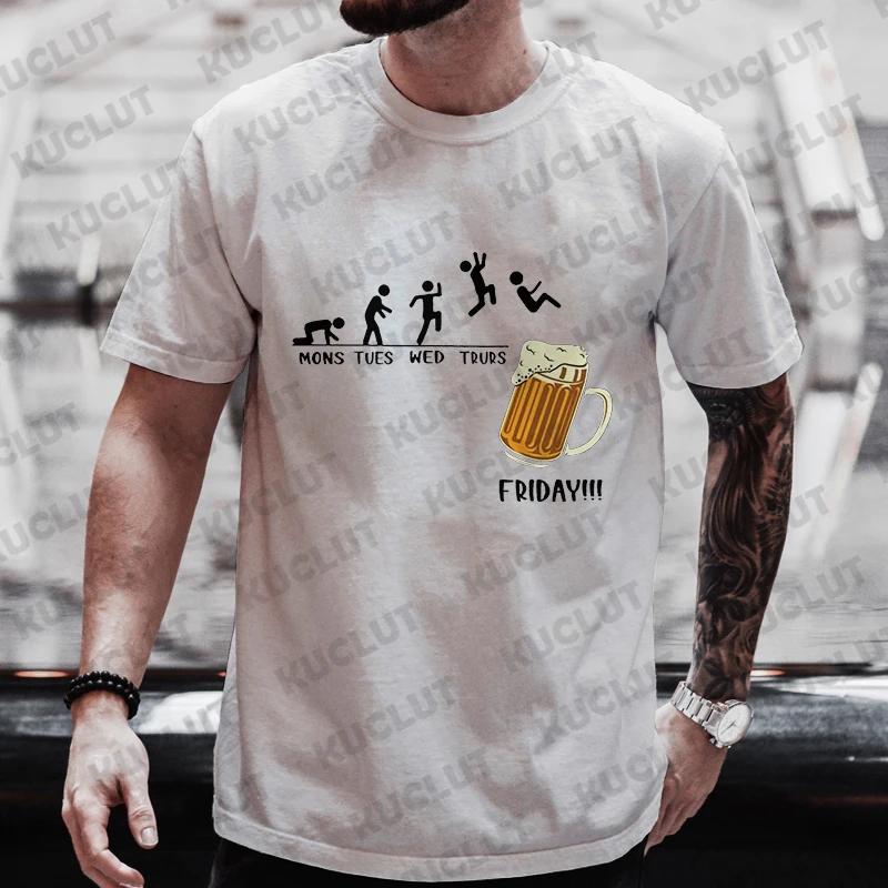 Мужская футболка Friday Beer Funny Graphic Y2k Tops Weekend Beer Drinking Lover Party Team Tees Plus Size Matching Outfit Streetwear