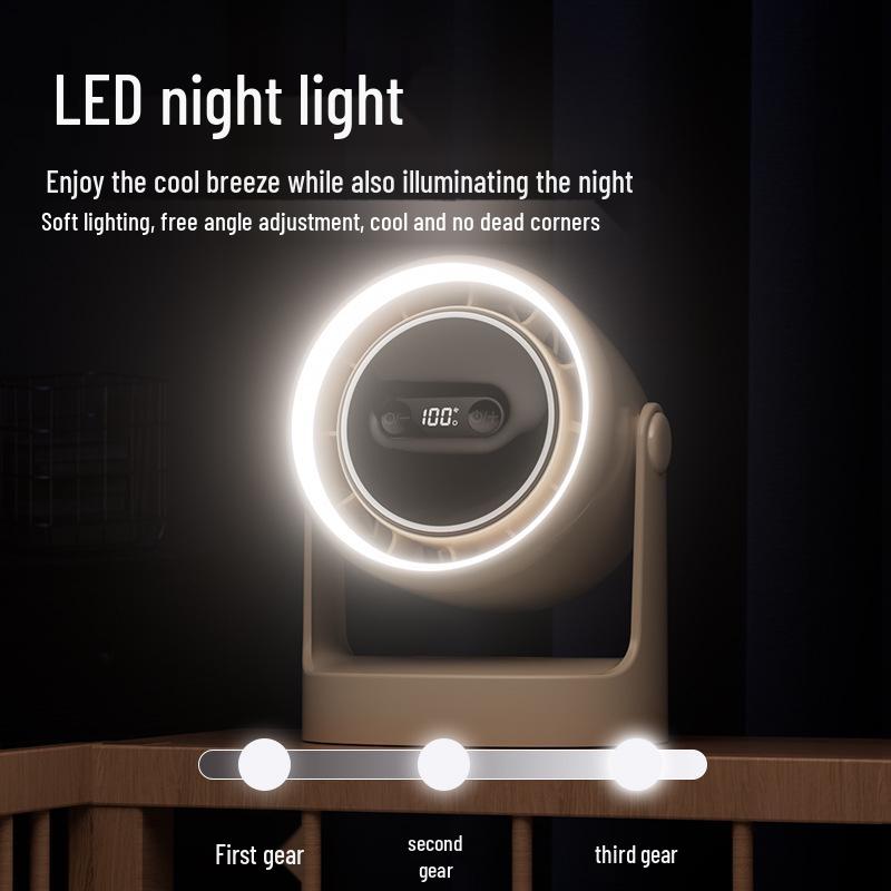 USB Desktop Mini Fan with Night Light & Long Battery Life - Ideal for Students & Outdoor Use