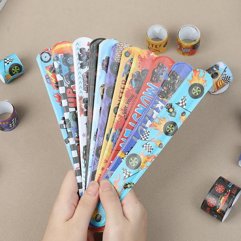 12Pcs Racing Car Slap Bracelets Kids Birthday Party Favors Pinata Filler Guests Gift Sport Themed Party Supplies Christmas Decor