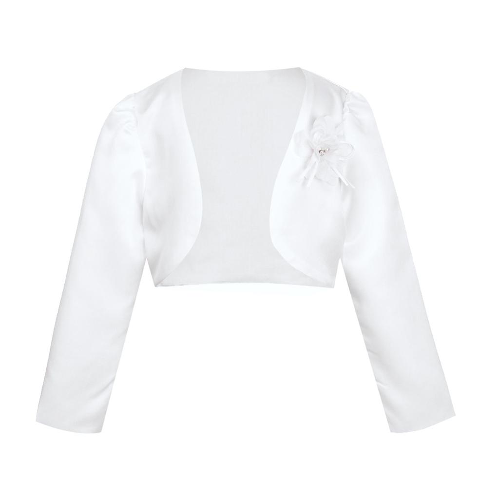 Sleeves Girls Baby Infant Long Satin Shrug Birthday Party Wedding Flower Dress Cover Up Cardigan