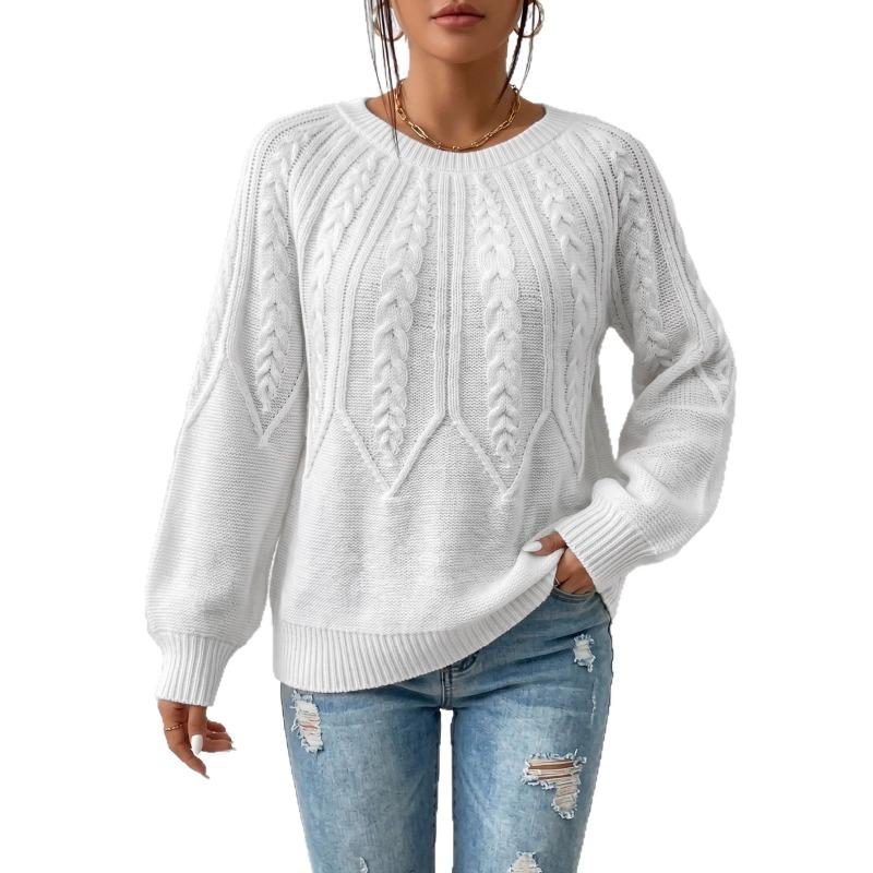Women Plus Size Long Sleeve Round Neck Knit Sweater Solid Color Casual Top