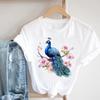 (Asian Size) Short Sleeve T Shirt Lovely Flower Style Trend Fashion Women Casual Tee Top Clothing Print Ladies Female Graphic T-shirts