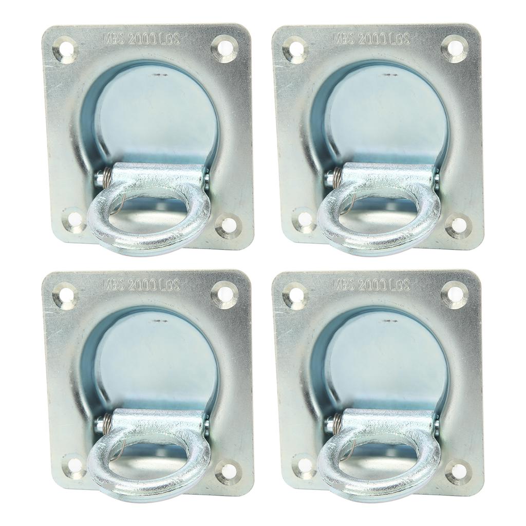 4 шт. Утопленное D-образное кольцо для троса прицепа из углеродистой стали, максимальная разрывная нагрузка 2000 фунтов, точки крепления для прицепов