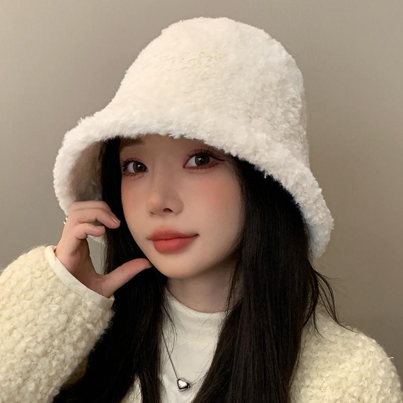 Модная однотонная плюшевая шляпа-ведро, простая простая шляпа рыбака, утолщенные теплые шляпы для женщин