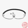 Genuine 925 Sterling Silver Moments Four Style Snake -Shaped Chain Sliding Bracelet Leather Bracelet Wedding Party Girl Jewelry