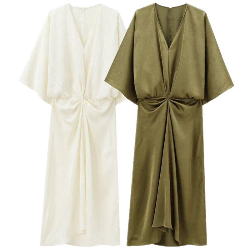 Fashion Style 2024 Autumn New Women's Clothing Stylish Ruched Effect Midi Skirt Long Dress 8227214