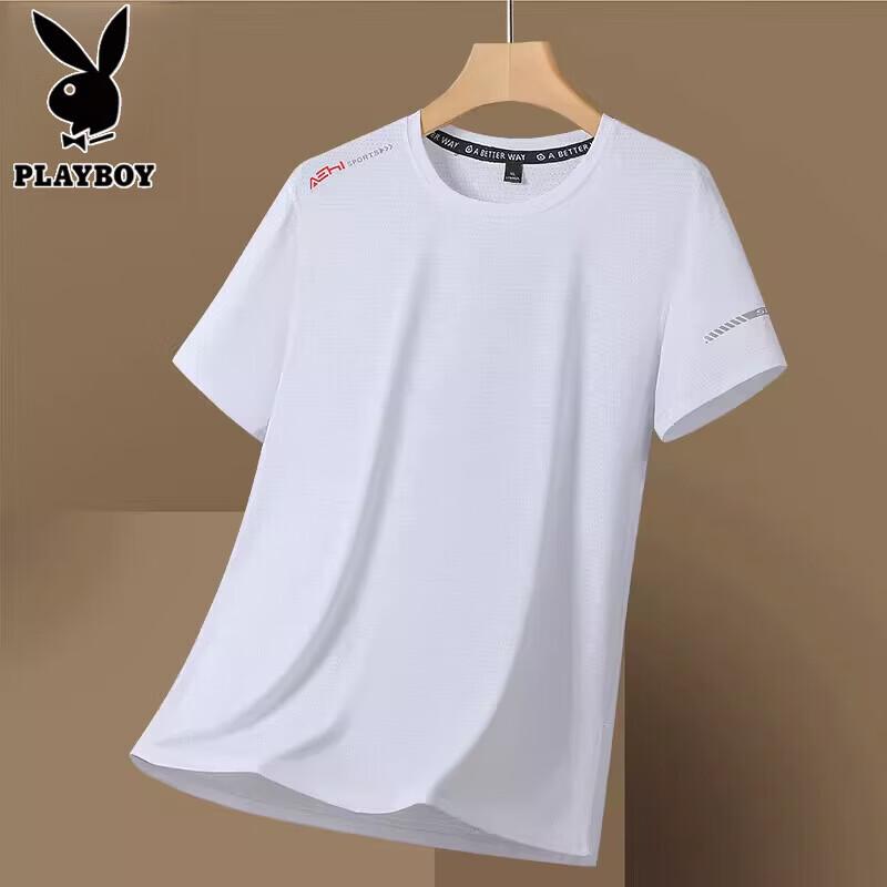 PLAYBOY Мужская футболка с коротким рукавом из ледяного шелка, быстросохнущая