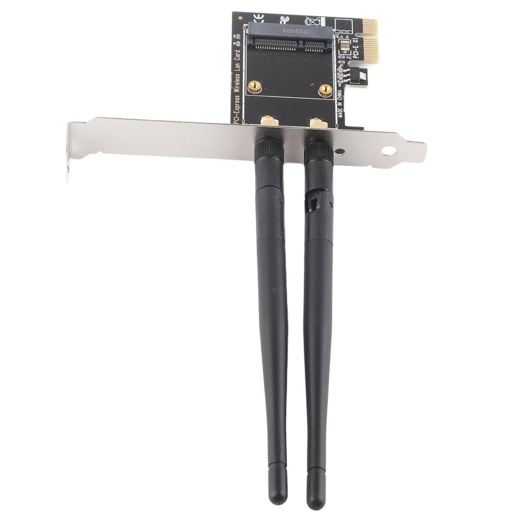Mini PCI‑E to PCI‑E Card Adapter with 2 Antennas for Half Size PCI Express Wireless Card
