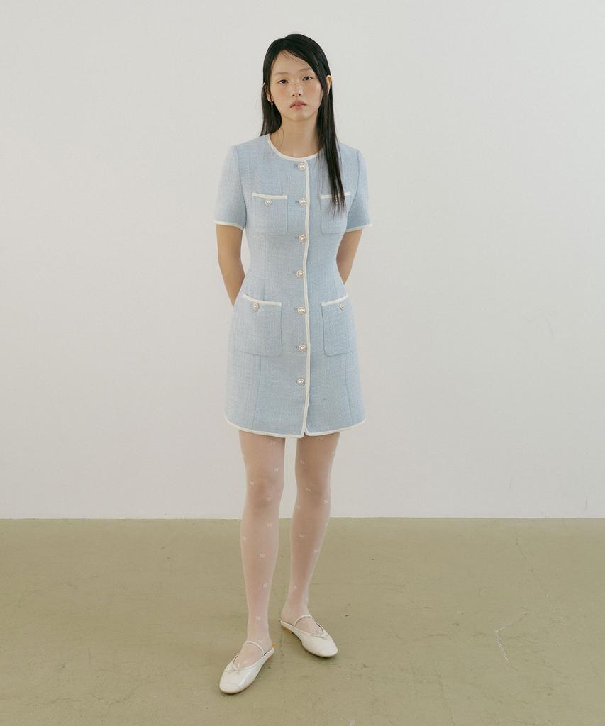Lucirju Mary Tweed One-Piece (Sky Blue)
