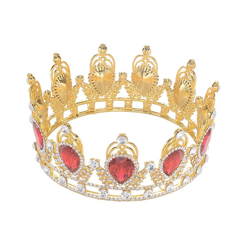 Baroque Bridal Crown Full Ring Wedding Crown Round Crown European Retro Palace Flash Diamond Large Crown Luxury