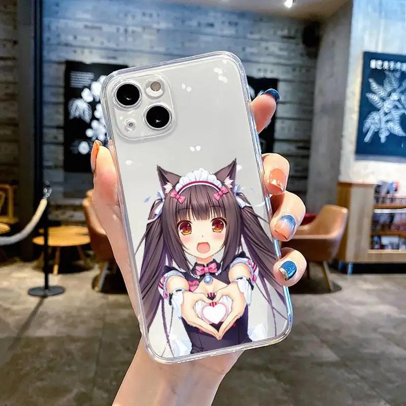 Чехол для телефона Chocola Nekopara Аниме для IPhone 16 15 14 13 12 11 Mini Pro Max X XR XSMax 7 8 Plus SE20 Прозрачный чехол