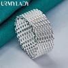 URMYLADY 925 Sterling Silver Woven Net Ring For Women Men Wedding Charm Engagement Party Fashion Jewelry