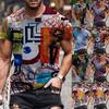 Men's Summer Casual 3D Printed Short Sleeve Round Neck Top T-shirt Blouse