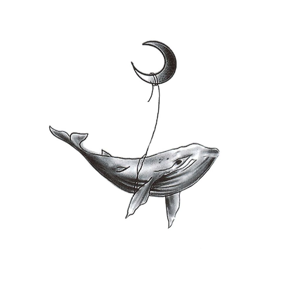 New Whale Student Moon Temporary Tattoos Tattoo Stickers Male and Female Couples