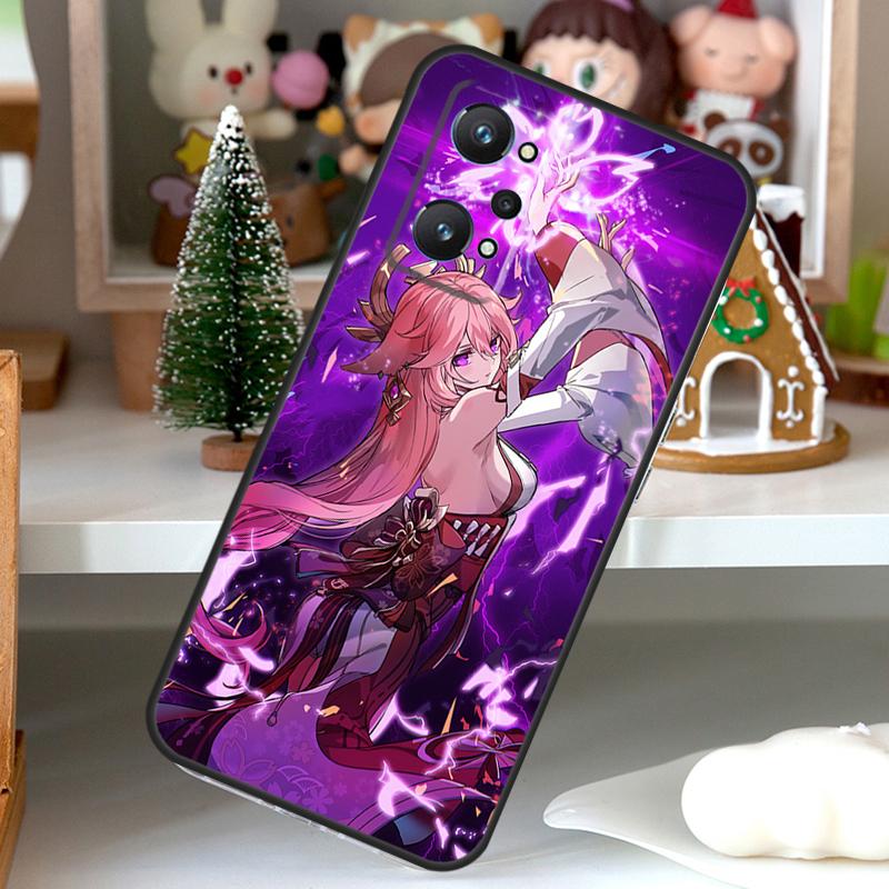 Чехол Yae Miko Genshin Impact для OPPO Realme C55 C35 C33 C31 C30 C25 C21Y C11 GT Neo 5 3T 2T Realme 10 9 11 Pro Plus