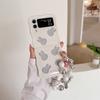 Phone Case For Samsung Galaxy Z Flip 5 4 3 ZFlip 5 Z Flip5 ZFlip5 Cute Rabbit Glitter Cards Bracelet Shockproof Cover