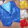 Kids Boys Girls Sequins Jazz Dance Show Vest Waistcoat Hip-Hop Costumes