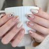 Минималистичные Короткие Накладные Ногти Ручной Работы в Стиле Французского Маникюра - Патчи для Накладных Ногтей Света Люкс для Студентов