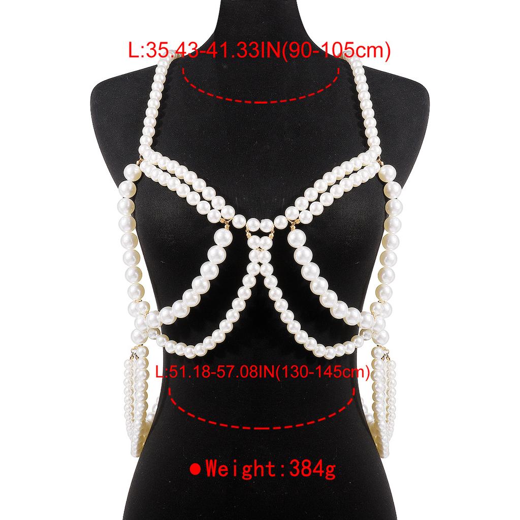 Pearl Hollow Bikini Chest Chain Hot Girl Sexy Nightclub Style Multi-layer Beaded Body Chain Female