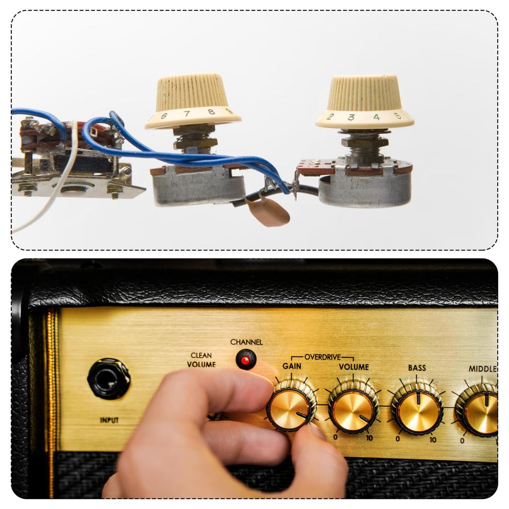 Uxcell Aluminum Potentiometer Universal Volume Tone Control Knob with Arrow Indicator for Black 4-Piece Knob, 1/4" (6mm) Guitar, 3/5" (20x15.5mm)