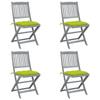 Day and Night - Day and Night Folding Garden Chairs 4 Pcs Cushions Solid Acacia Wood