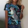 Fashion 3d Printed Animal Pattern Top Round Neck Short Sleeve Multi Style T-Shirt Street Casual Versatile Women's Top T-Shirt