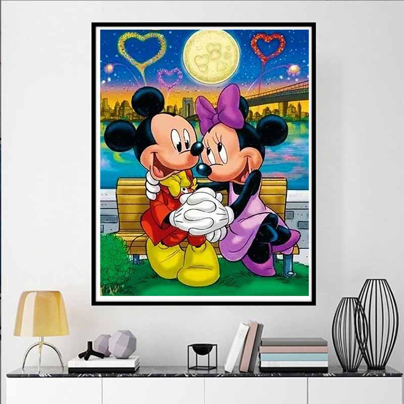 Disney Алмазная живопись Микки Минни Романтическое свидание Тема Иллюстрация DIY 5D Мультфильм Мозаика Вышивка крестом Подарок Декор комнаты