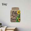 Rustic Sunflower Wall Art Mason Jar Shape Decoration, Wooden with Print, Decor Retro Hanging for Farmhouse Kitchen Living Room Bathroom Country Style
