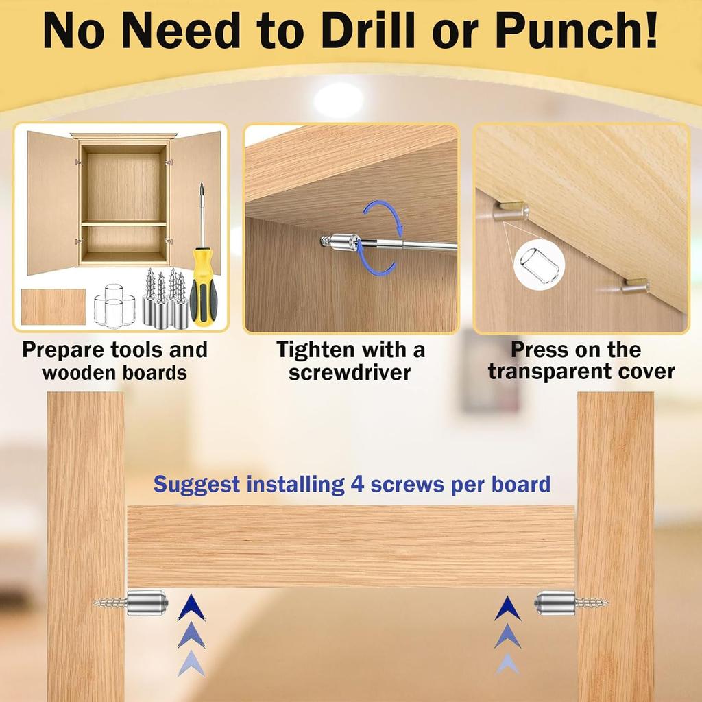 100/10PCS Self Tapping Screw Layer Plate Holder Wardrobe Septum Brackets Fixed Screw Shelf Support Pegs with Non-Slip Sleeve