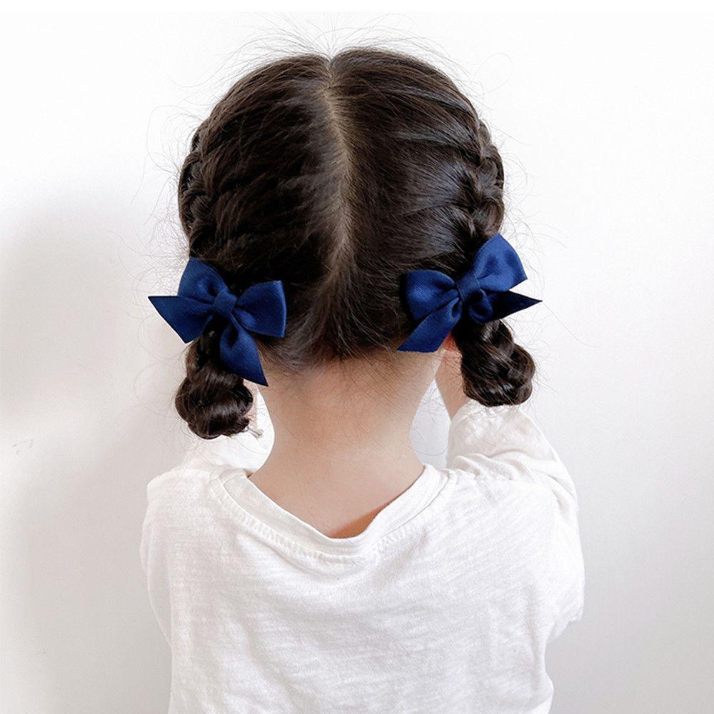 2Pcs Sweet Hair Accessories Solid Color Kids Hair Clips Bowknot Barrettes Baby Hairpins Bow Headgear