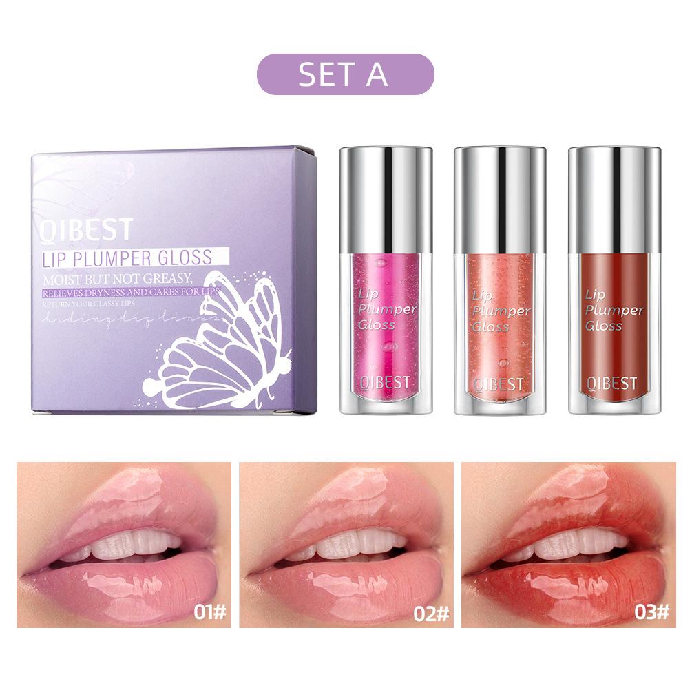 QIBEST Lip Oil Lasting Hydration Moisturizing Nourishing Light Lip Lines Lip Nectar Lip Gloss Toothed Lip Set