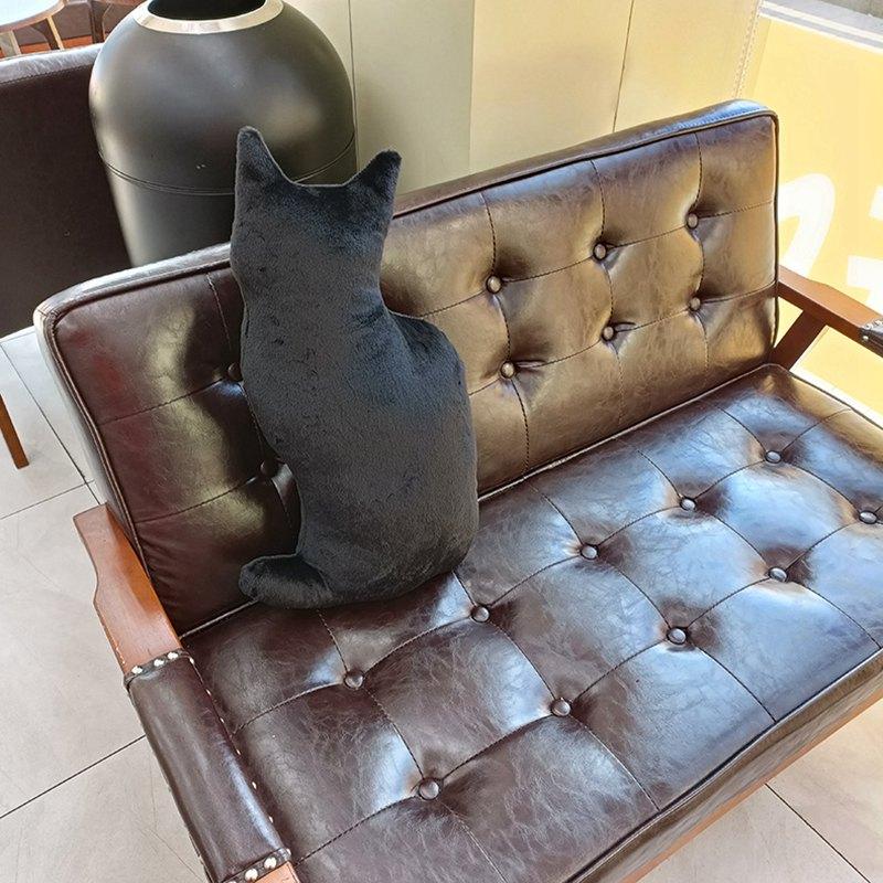 53cm Simple Plush Night Cat Toy White Black Stuffed Animal Cat Plush Throw Pillow Toys Birthday Gift
