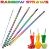 Радужная соломинка из нержавеющей стали, соломинка для напитков, металлическое очиститель для питья, многоразовый барр