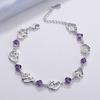 Weihua Temperament Women's Silver Plated Bracelet Women's Double Heart Amethyst Bracelet Korean Version Women's Jewelry Manufacturer Wholesale