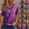 Жен. Футболка Футболка С принтом Пуговицы С короткими рукавами Повседневные Выходные Мода Классический V-образный вырез Обычный Верх