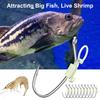 6/12/24Pcs Luminous Live Shrimp Fixing Hook Heavy Duty Metal Barbed Fishhook
