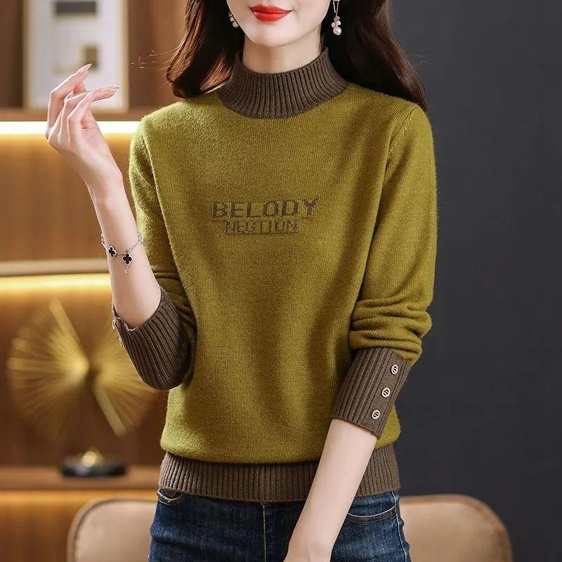 Sweater for Women Autumn Winter Thickened Pullover Warm Knitted Stretchy Long Sleeve Oversize Jumper Tops