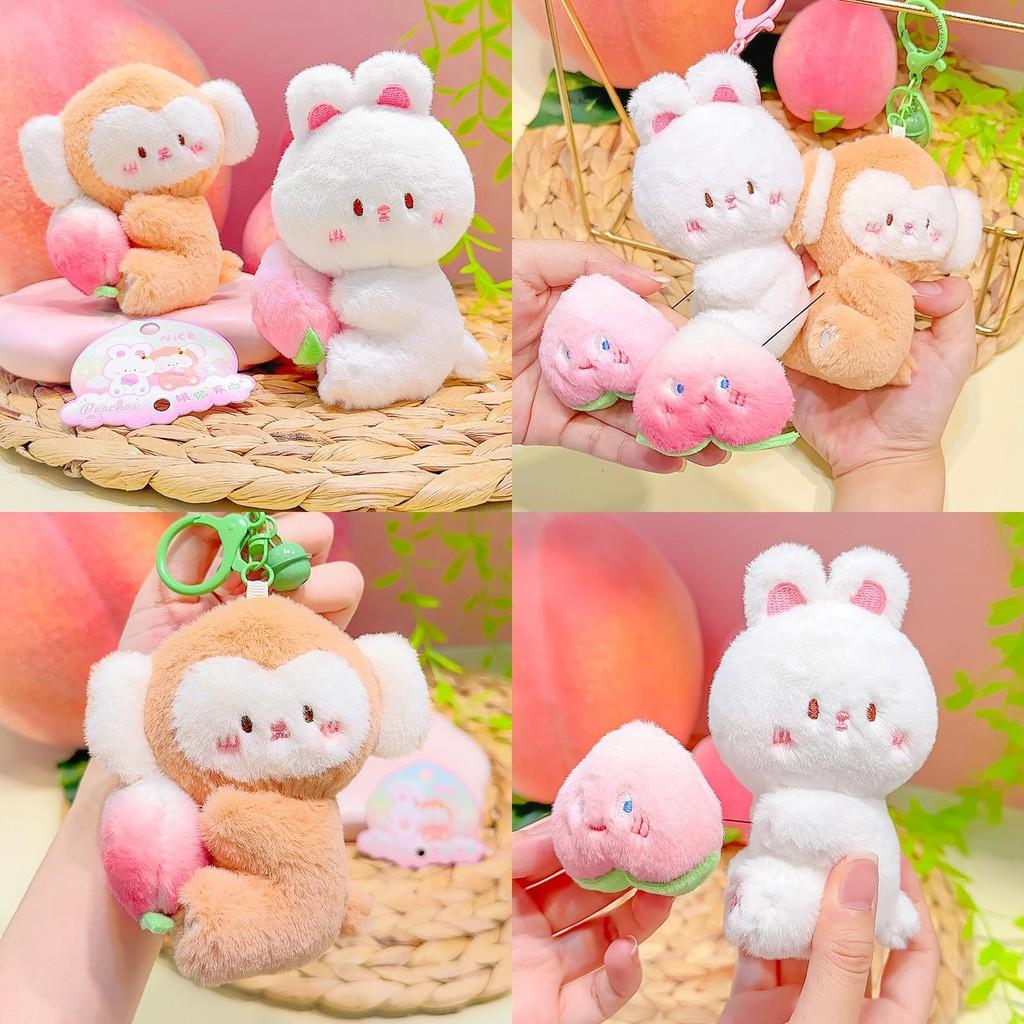 Rabbit Cute Monkey Plush Keychain Stretchable Design Children Collectors Gift