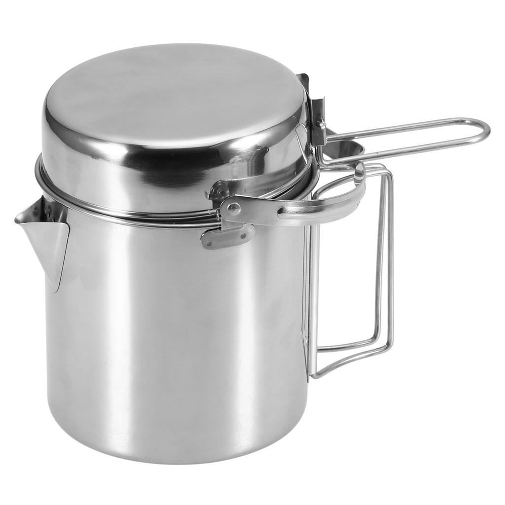 1L Stainless Steel Cooking Kettle Portable Outdoor Camping Backpacking Pot